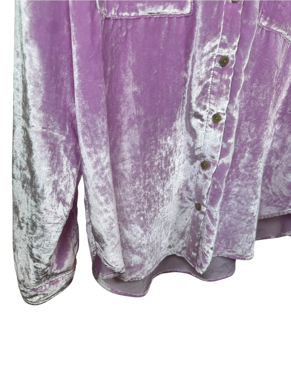 Pilcro Anthropologie Crushed Velvet Button Up Blouse Lilac Dreamy Fairycore Sz10 - Picture 10 of 14